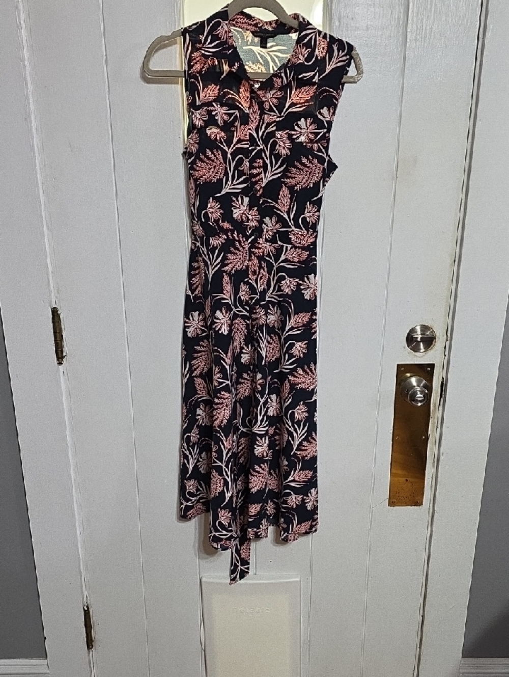 Banana Republic Factory Womens Dress Navy Floral Button Front Lightweight Sz 4